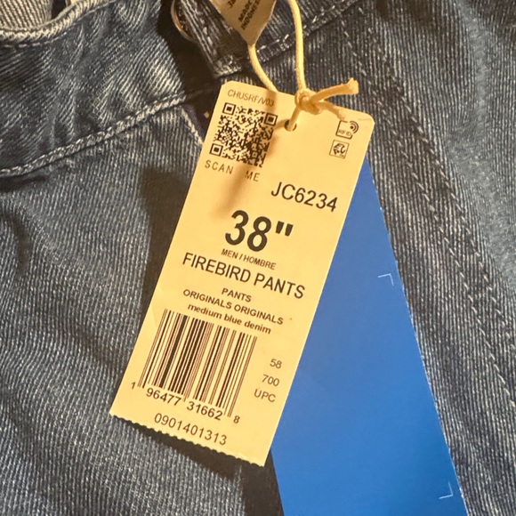 adidas Men's Denim Track Jeans in Blue with Side Stripes - Picture 6 of 6